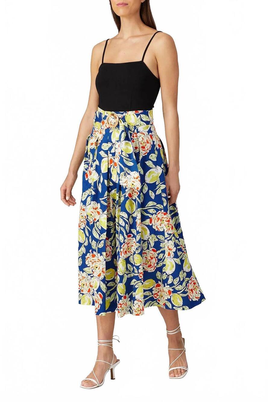 NEW HUNTER BELL alexis midi skirt in floral quilt